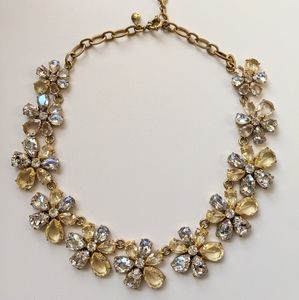 J.Crew Gold Crystal Flower Statement Necklace